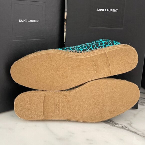 YSL Saint Laurent 605951 Men's Blue Fabric Olona Stampa Espadrille Shoes, 41, 44 - Picture 7 of 14